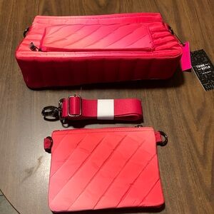 THINK ROYLN BANK STREET XL CROSSBODY WITH POUCH, color is fuchsia ombré